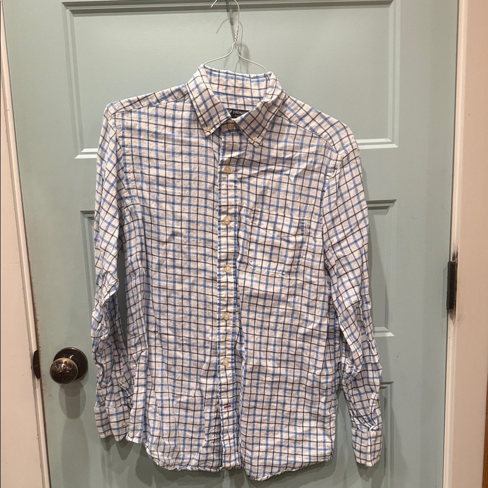 Daniel Cremieux Men's Blue and White Plaid Shirt
